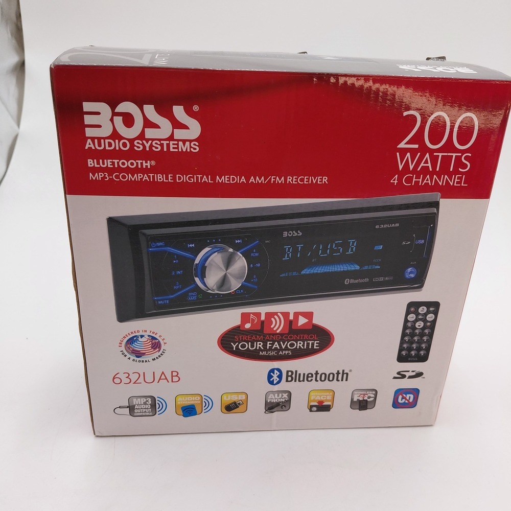 BOSS Audio Systems 632UAB MP3 AM FM USB AUX Bluetooth Car Stereo New Open Box